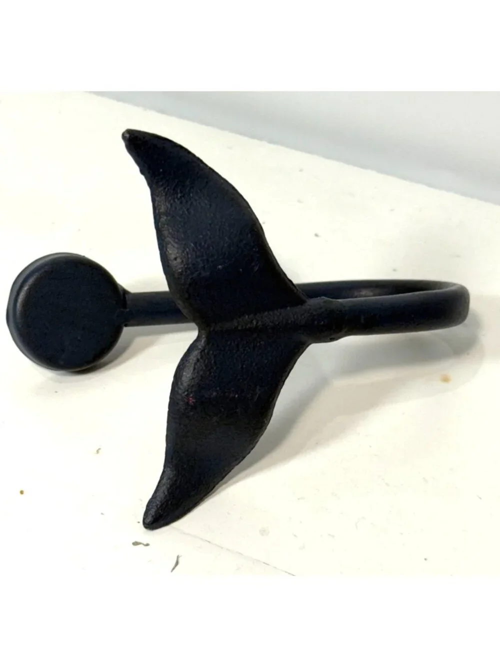 Nautical Black Whale Tail Wall Hook Metal Rustic Coastal Beach